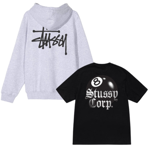 BASIC-STUSSY-HOODIE-8-BALL-CORP-TEE-COMBO-GRAY-BLACK